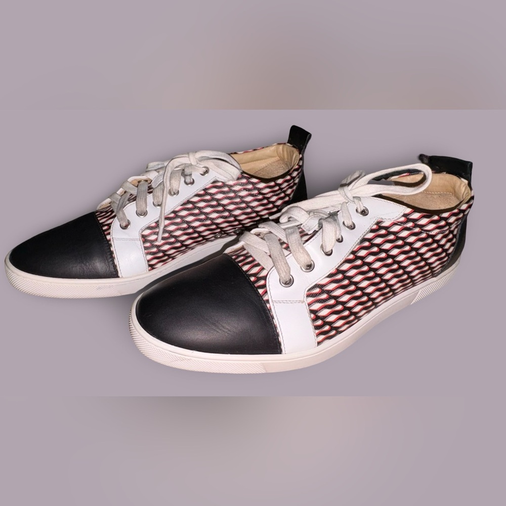 Christian Louboutin Men’s Tricolor Leather and Canvas Low Top Sneaker Size US 9